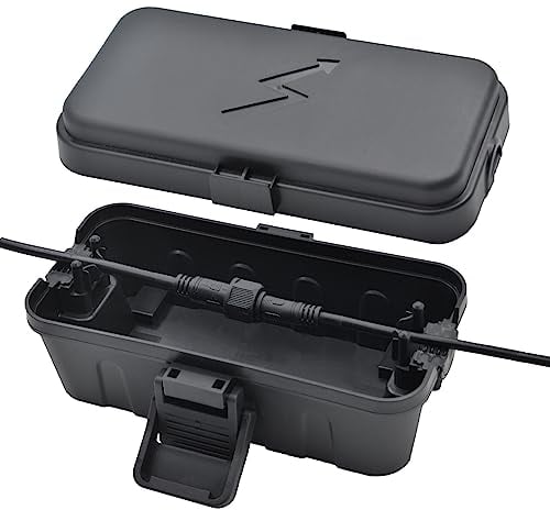Hrensaw Small Weatherproof Electrical Connection Box(Inner 5.5 x 3 x 2.2inch),Outdoor Electrical Box,Waterproof Extension Cord Covers for Plug, Extension Cables, Holiday Lights,Black