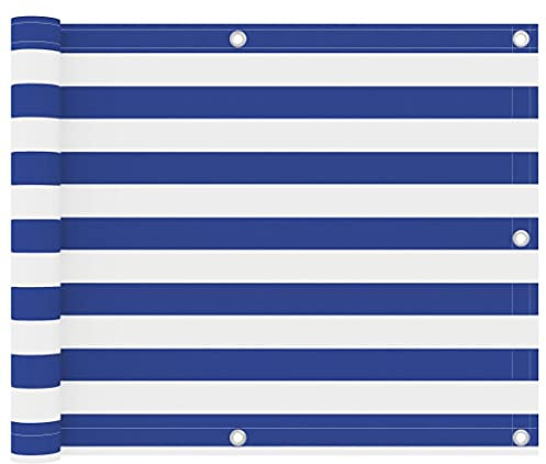 HIGSOSE Brise-Vue pour Balcon Blanc et Bleu 75x500 cm en Tissu Oxford Écran de Jardin Imperméable et Résistant au Vent Couverture de Confidentialité Paravent Extérieur Auvent Terrasse Piscine