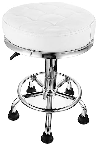 FOMIYES 1stk Beauty-drehstuhl Barber Shop Hocker Rollstühle Verstellbarer Rollstuhl Abfassung Schemel Runder Drehhocker Schönheitshocker Friseurstuhl Büro Weiß Mit Rädern Barhocker