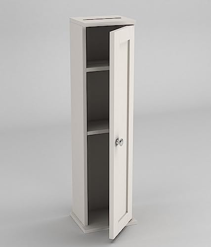 House Toilet Roll Holder Free Standing Bathroom Loo Roll Slimline Cupboard Unit Storage Solution (White)