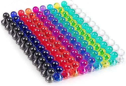 160 Stücke 11 x 17mm farbige und transparente Magnete, 8 Farben, Perfekt für Whiteboards, Tafeln, Kühlschränke u.v.m (8color-160pc)