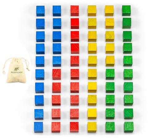 Kleine Holzwürfel von Waldfelsen®: 60 Holzwürfel aus Buchenholz in Vier (Größe: 10 mm)