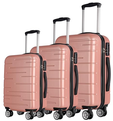3 x Maletas de Viaje Juego o Set 3 piezas Rígidas Oferta, 1x Maleta de Cabina, 1x Mediana y 1x Grande. 4 Ruedas Dobles. Candado numérico. Equipaje, trolley. Material ABS. Resistentes. Asa telescópica.