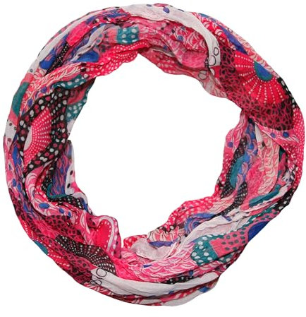 beybey® Retro Damen Seide Loop Schal wahnsinnig schön und sehr fein Seidenschal Kreis-Muster (pink)