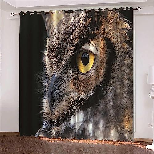 3D Vorhänge Wohnzimmer Blickdicht Gardinen 170 X 200 cm Tierische Eule Verdunkelungsvorhang Kinderzimmer Thermovorhang Fensterdekoration Polyester Vorhänge Für Schlafzimmer-2O1S-O0T