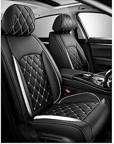 NISMIA Full Set Auto Sitzbezüge für Jeep Wrangler TJ/YJ, Wasserdichter Leder-Autositzbezug, Seasons Protectors VerschleißFest, 5-Sitzer Autositzbezug Universal (Color : D(White))