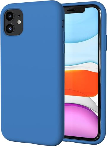 TAXXOE Silicone Case with iPhone 11 Case Soft Ultra Slim Protective Shockproof Liquid Silicone Phone Case,Anti-Scratch Microfiber Lining，6.1 inch-Official Blue