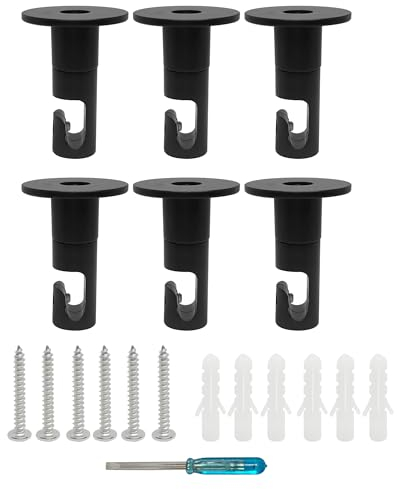 smartect support Mural et plafond à suspendre pour câbles [6 pièces, Noir] Fixation au Plafond avec vis et chevilles, Support de Câble en saillie pour vos projets DIY
