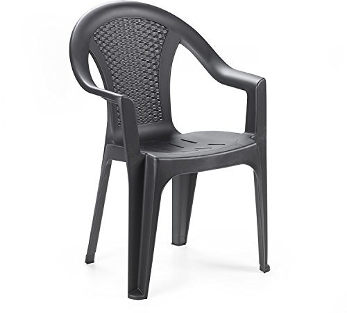 INDA-Exclusiv Stapelstuhl Gartenstuhl Gartenstuhl Bistrostuhl Gartensessel stapelbar Rattan-Optik Balkonmöbel Gartenmöbel Anthrazit, Farben:Anthrazit, Mengen:1 Stück