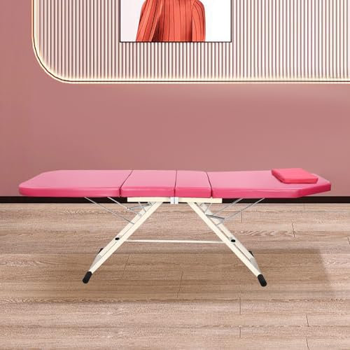 Aohuada Table de Massage Pliante Professionnelle,3 Zones, Lit de Massage Portable Housse de Transport,avec Appui-tête et Accoudoirs Réglables en Hauteur, Supporte 250 kg,Lit de Princesse Rose