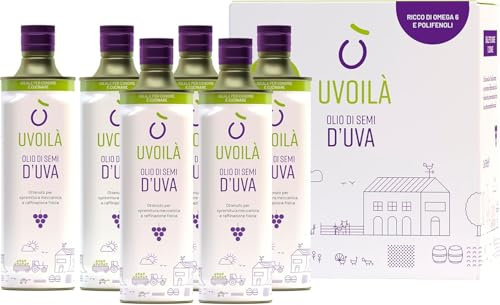 Uvoilà - Olio di Semi di Uva – Ricco di Omega 6 - Antiossidante e Antinfiammatorio – 6 x 75cl – 100% Made in Italy (6)