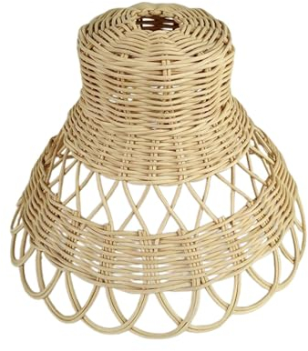 LOVIVER Boho Lampenschirm - Handgefertigter Gewebter Retro-Rattan-Pendelleuchtenschirm zum Aufhängen für Esszimmer, Teehaus, Schlafzimmer, Hotel
