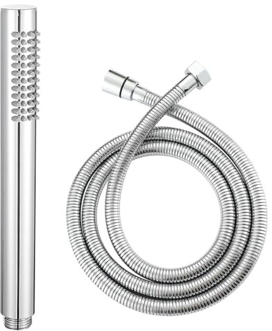 Muxios High Pressure Brass Round Handheld Shower Head Water Saving Shower Head with with Hose Flexible Stainless Steel 150cm Single Function Chrome Fnish Including Washer