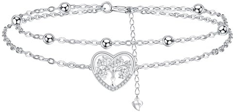 Micory Bracelet Arbre de Vie Argent Sterling 925 Bracelets Coeur pour Femme Bijoux Arbre de Vie, Idée Cadeau Anniversaire pour Maman/Petite Amie/Epouse