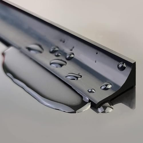 Adoture Curved Splash Guard Strip Dusche Faltbarer Wasserstopper Dusche Duschbarriere Küche Toilette Duschabtrennung (L Type Schwarz, 1.5M)