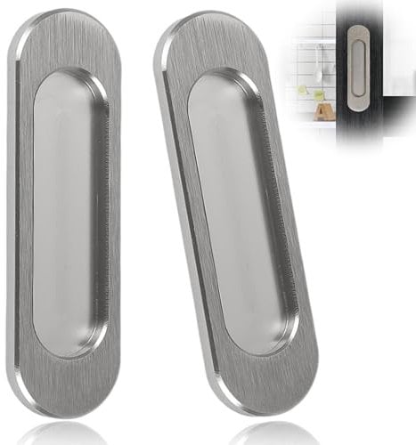 Gebürstet Selbstklebende ovale Schiebetürgriffe, 2 PCS Aluminiumlegierung versteckter Griff Küchengriffe Geschwungener Balkontürknöpfe Kunststoff Möbelgriffe für Fenster Glastüren Schubladen Weiß,100