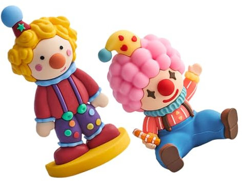 MUCKLILY 2stücke Mini Clown Ornamente Aus Kunststoff Dekorative Tischfiguren Für Miniaturgärten Und Kuchen Deko