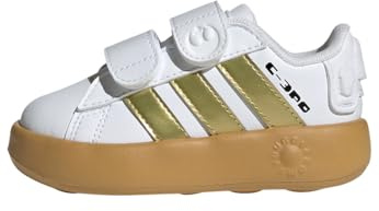 adidas Unisex Kids Star Wars Kids Grand Court 2.0 Schuh Cloud White/Gold Metallic/Preloved Bronze 27