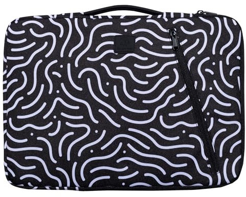 Exacompta - Réf. 17352E - 1 Housse ordinateur compatible avec PC de 15-16 pouces - poignée rétractable - petite poche à l'avant - fermeture zippée sur 2 côtés - en tissu recyclé - Moon