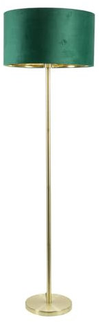 ValueLights | Charlie Gold Plated Modern Stem Floor Lamp with Green Velvet & Gold Inner Shade | Floor Lamps, Home Décor & Improvement Essential