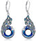 DAYLINLOVE Pfau Geschenke für Frauen 925 Sterling Silber Blau Kristall Pfau Ohrringe Pfau Vogel Feder Schmuck für Pfau Liebhaber