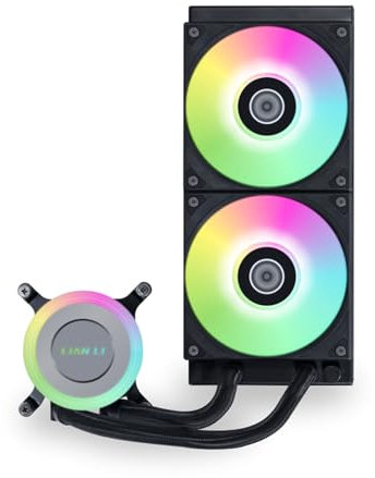 Lian Li GA II Lite 240 RGB AIO Liquid Cooler Black – with Infinity Mirror, 2x ARGB Fans, 240mm Radiator, Rotatable Logo