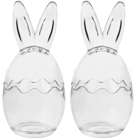 yuhlkopm 2 Stück Osterdeko Glas, Mini Aufbewahrungs Osterei, kleines Glas, klares Glas Osterei, das Festliche Leckereien zu Ostern präsentiert