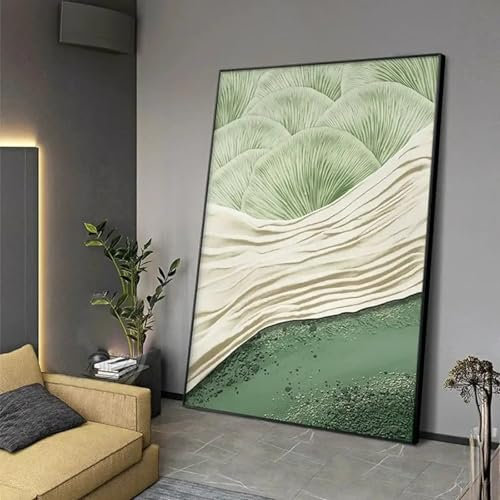Große abstrakte grüne Wandbilder, Ölgemälde, Kunst, Leinwand, Struktur, grünes Dekor, Leinwanddrucke, Heimdekorationsgemälde, 80 x 120 cm, rahmenlos
