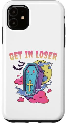 Get In Loser Funny Pastel Goth Vampire Coffin Moon Art Case for iPhone 11