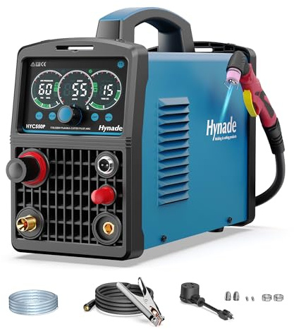 55 A Pilot Arc Plasmaschneider, großes LED-Display, berührungsloser Luftsensor, 55 A Plasmaschneidermaschine, 110/220 V Dual-Spannung, IGBT-Wechselrichter, 1,27 cm sauberer Schnitt, 2T/4T für Anfänger