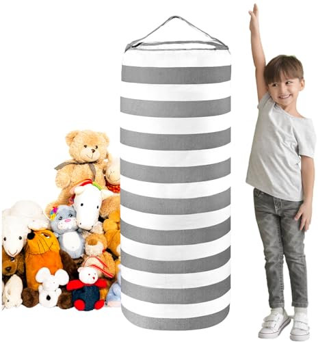 AOOHA Stuffed Animal Storage Bean Bag for Kids,Large Space Bean Bag Cover for Boys and Girls,Kids Foldable Chair Bean Bag Cover with Zipper,Premium Canvas Beanbag for Organize,Sit,Play,Box