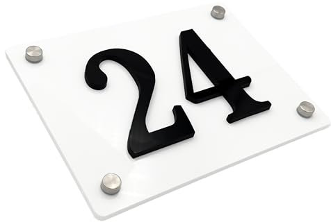 Hausnummer 3D aus Weiß Acryl – wetterfestes & langlebiges Hausnummernschild mit Tiefeneffekt | Minimalistisches Design mit hoher Sichtbarkeit für Privat & Gewerbe
