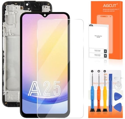 per Samsung Galaxy A25 5G LCD Display - per Samsung A25 5G A256 LCD Schermo Touchscreen Digitizer Full Assembly Kit di Riparazione SM-A256E A256B A256U(Nero,con Telaio)