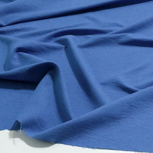TOLKO leichter Microfaser Modestoff Dekostoff uni Stoffe zum Nähen Meterware Dekorieren | Blickdicht knitterarm | 165cm breit Bekleidungsstoffe Dekostoffe Vorhangstoffe Basteln Patchwork (Blau)