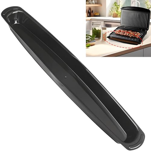 zhongko 15 Inch Grill Drip Tray, Replacement Grease Collector Drip Pan for George Foreman Grills Heat-Resistant Large Capacity Easy-to-Clean Catcher Outdoor BBQ Accessory(Black)
