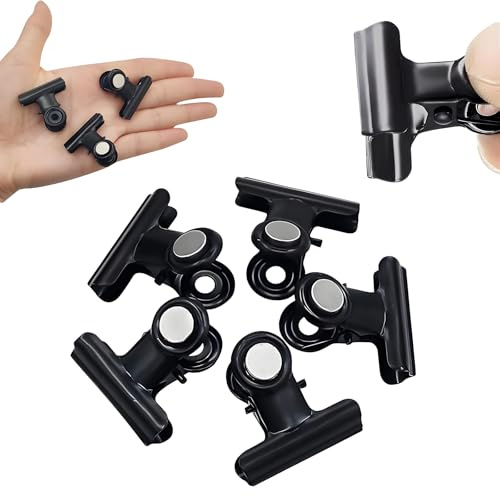 12 Stk Magnet Klammern Metall,Starke Kühlschrankmagnete Verschlussclips,Schwarz Klammer Mit Magnete für Magnettafel,Magnet Clips für Pinnwand Magnetisch,Magnetclips für Kühlschrank,Foto (schwarz)