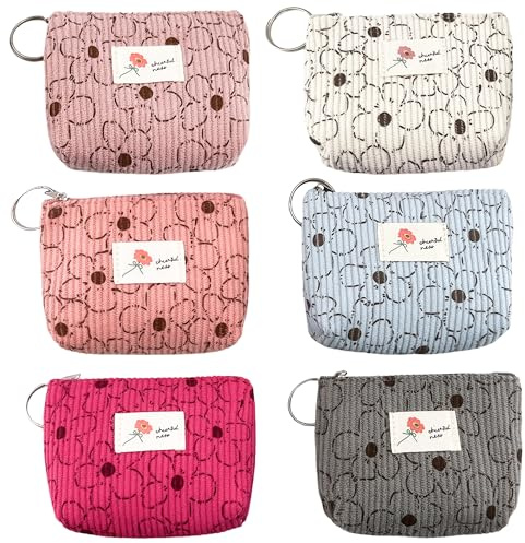 daqoupzi Lot de 6 petites trousses de maquillage pour femme, porte-monnaie, mini porte-monnaie pour femme, petit pour sac à main