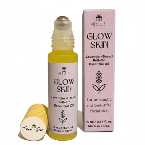 Theo+Dor Glow Skin Gesichtsöl Roll-On Lavendel Blend Serumöl, zur Pflege und Entspannung der Gesichtshaut mit angenehm beruhigender Wirkung für strahlenden Teint & alle Hauttypen – 10ml