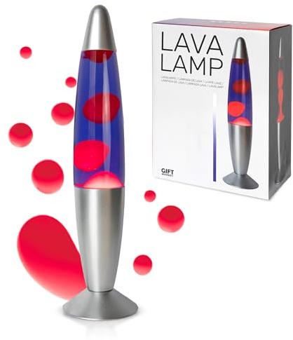 GIFTMARKET – Lampe à Lave Rouge et Violette, Lampe de Chevet Rétro 34 x 8,5 cm avec 2 Ampoules Incluses, Cadeau fun pour Adolescents et Décoration Originale pour Chambre