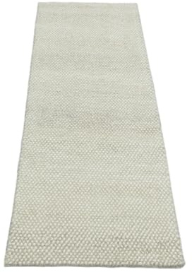 Silber Design Teppich Läufer 100% Wolle Handgewebt Beige Creme Weich D727 (Maße:70X200 cm;)