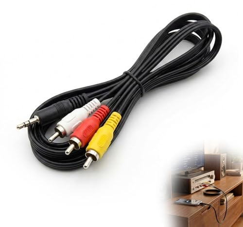 tiyiyok 3m 3,5mm Stecker Klinke Auf 3x Cinch Buchse Av Kabel, 3,5 Auf 3 Cinch-Kabel, Stabile Übertragung, Geeignet für Fernseher, Computer, Kameras, Projektoren und Heimkino-Empfänger