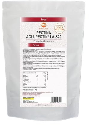 Pectina Aglupectin LA-S20, Prodotto Alimentare in Polvere 1Kg, Fibra Estratta da Bucce di Agrumi (Limone e Arance) Ideale per Confetture e Marmellate, Utilizzo Solo a Caldo