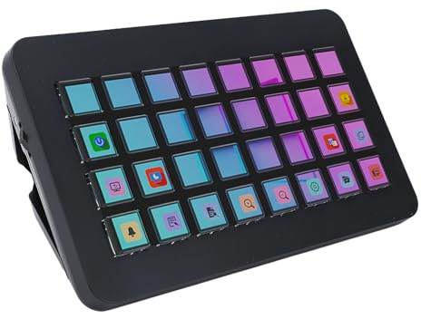Leftwei Makro-Tastatur, Stream Control Deck mit 32 Programmierbaren LCD-Tasten, Ergonomisches Design, EIN-Tasten-Bedienung für PC Live Streaming Schreibtisch Büro Setup Laptop PC (Black)