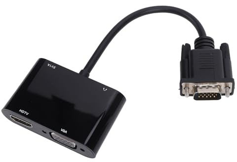 Elprico Adattatore VGA a HDMI, Convertitore VGA con Supporto Doppio Schermo, Cavo di Ingresso da 3,5 Mm, Sincronizzazione Audio, Plug and Play per più Display e Proiettori