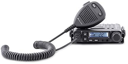 MIDLAND M-Mini Radio CB para Vehículo CB Multibanda 40 Canales Am/FM, Transceptor Compacto con Micrófono y Toma 2 Pin para Adaptador Bluetooth, con Canal de Emergencia