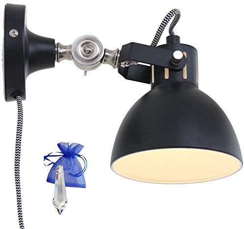 Christoph Palme Leuchten Wandleuchte Industrial Schwarz Matt E14 Vintage Industrielampe Leselampe für LED und Glühlampe 230V im Werkstatt-Leuchte Fabriklampen Retro Look + Giveaway