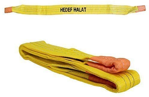3 Tonnen Tragfähigkeit 1 Meter Länge Hebegurt Rundschlinge Hebeband Bergegurt aus Polyster mit Endschlaufen für Kran, Abschleppen Gelb