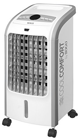 SOGO Climatizador de Aire Portátil Humidificador con Mando a Distancia y Ruedas Giro Horizontal y oscilación 80 W