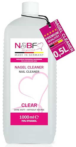 NAILS FACTORY Nagel Cleaner ohne Duft 1000ml - Nail Cleaner für UV Nagellack & UV Gel Nägel - 70% Ethanol Alkohol - Entfernt Schwitzschicht & reinigt - Entfetten Nägel - Studioqualität