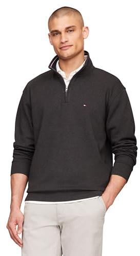 Tommy Hilfiger Herren Sweatshirt mit Reißverschluss Essential Fleece 1/4 Zip Mock-Rollkragen
